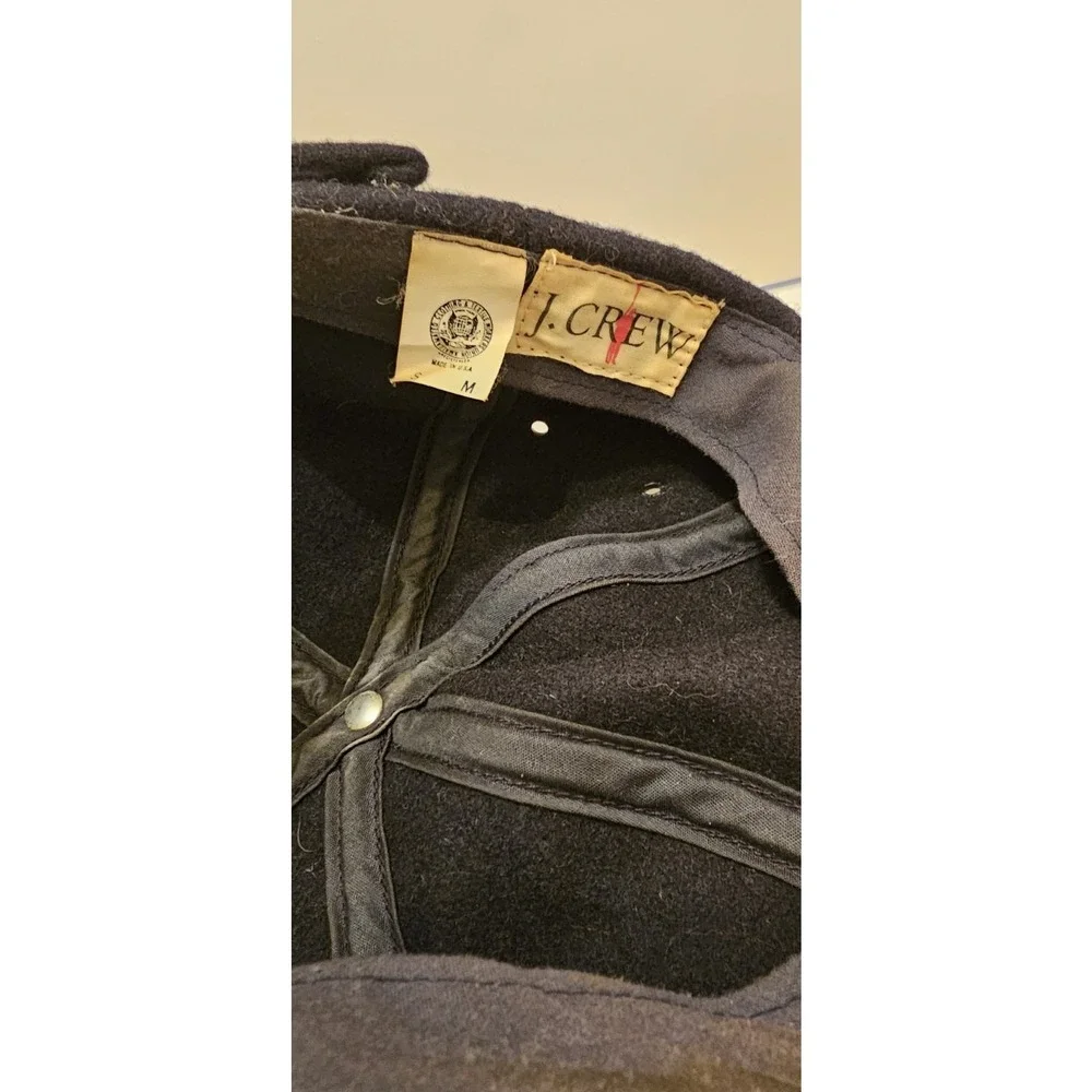 J.Crew Vintage Wool Blend Baseball Cap Black Mustard Yellow Made in USA Medium
